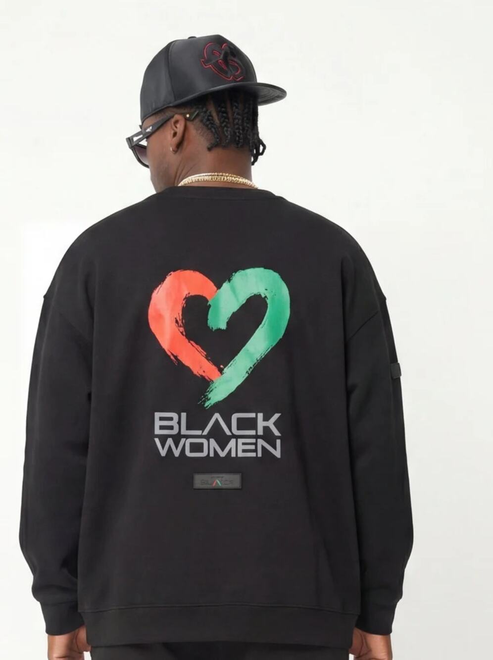 NEW Actively Black I Love Black Women Sweatshirt Men's Black Relaxed Size L